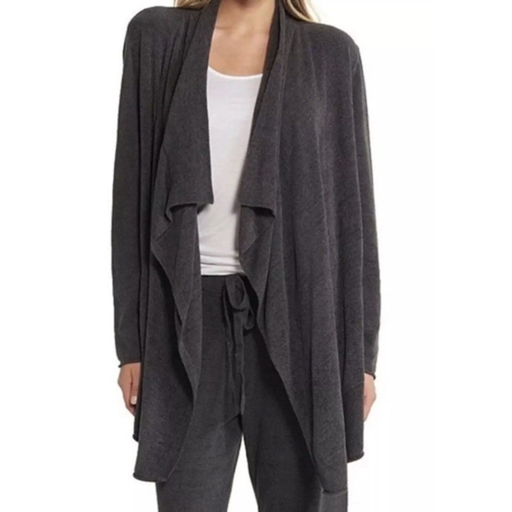 Barefoot Dreams CozyChic Ultra Lite Longline Waterfall Cardigan Grey S/M